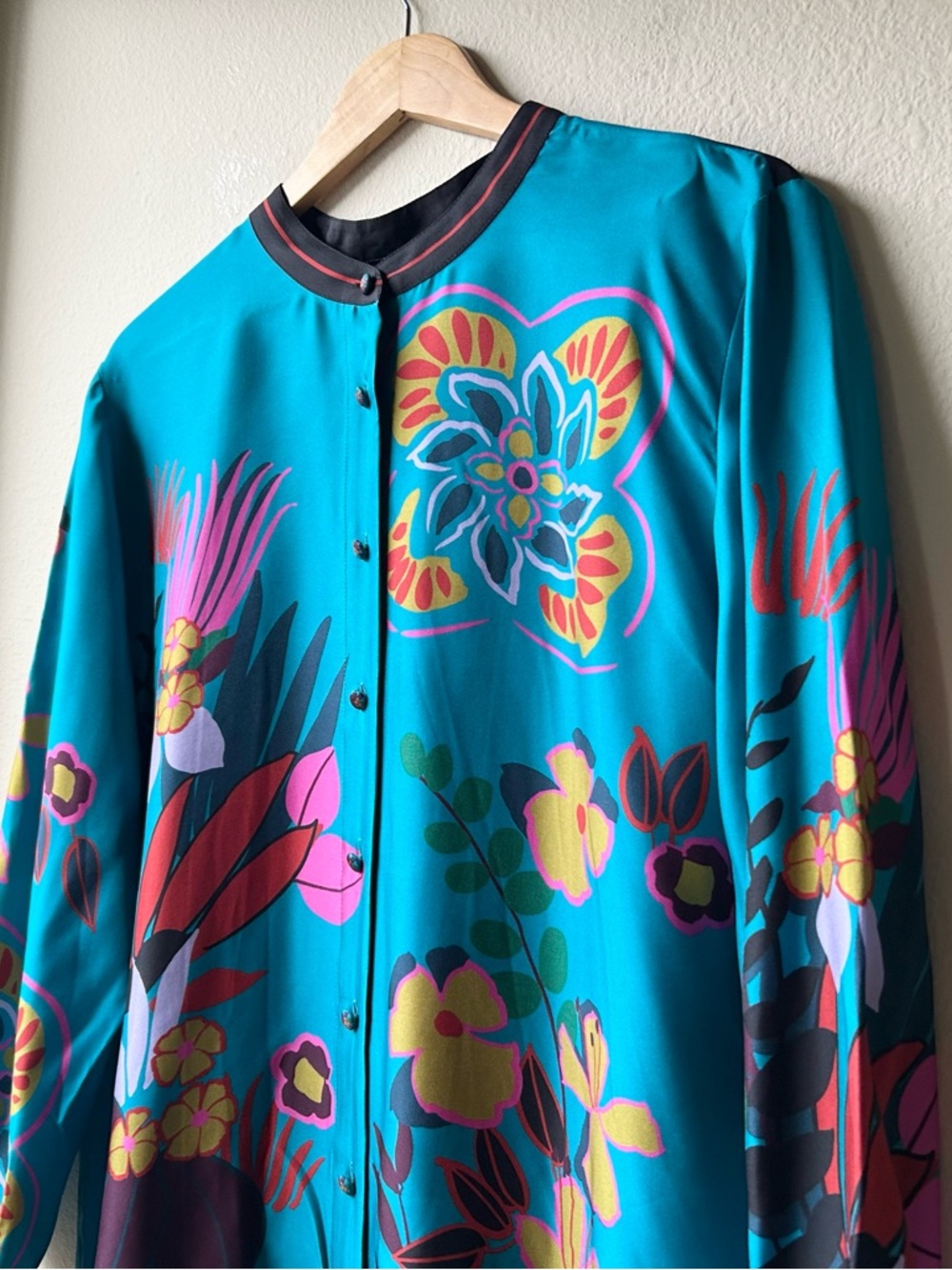 NWT Johnny Was Jade Blue Green JACQUELINE BUTTON DOWN SHIRT HOUSE OF FLORES Sz S - Picture 6 of 13